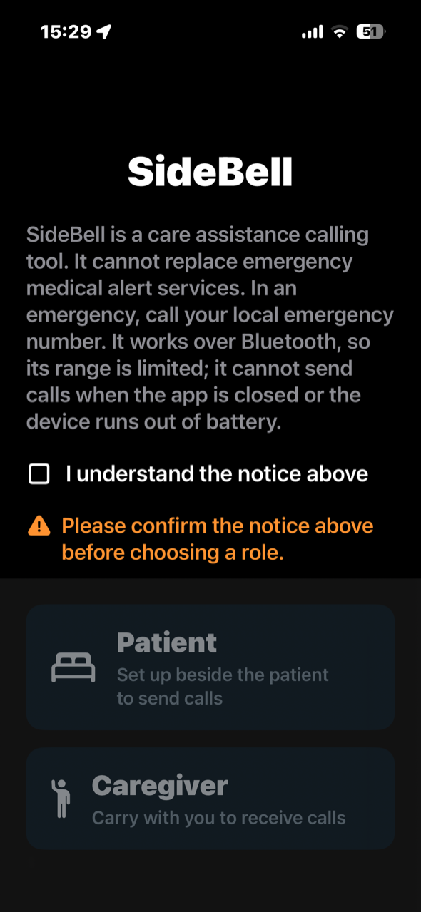 The notice screen on iPhone with an orange line asking to confirm the notice above