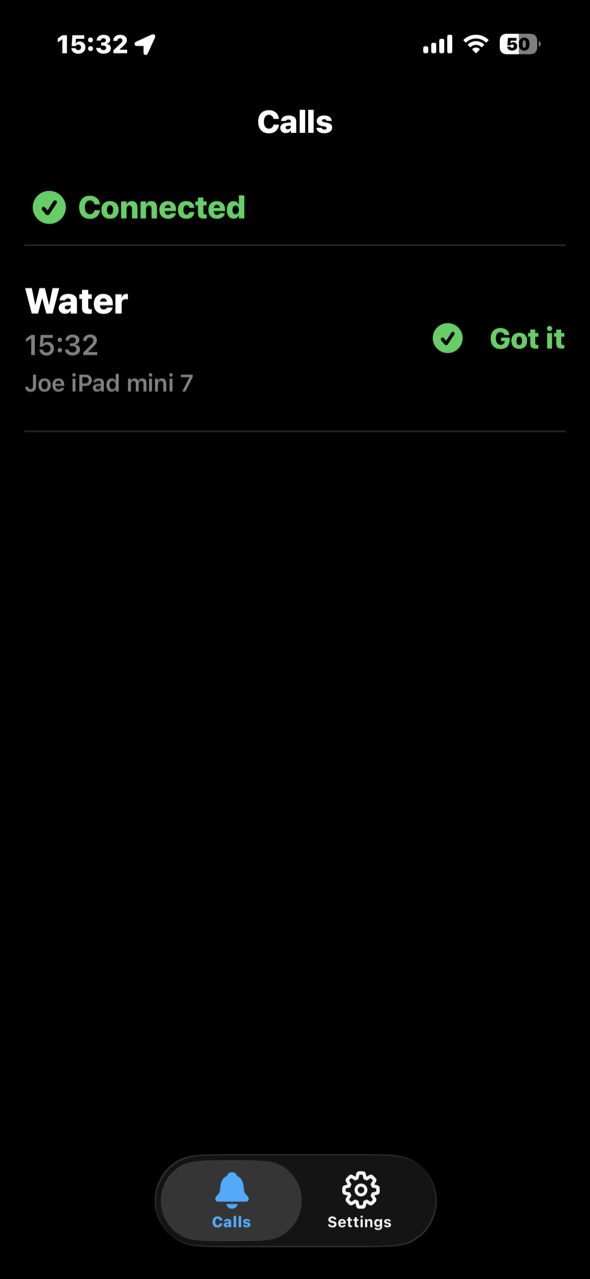After tapping Got it, a green check with the time