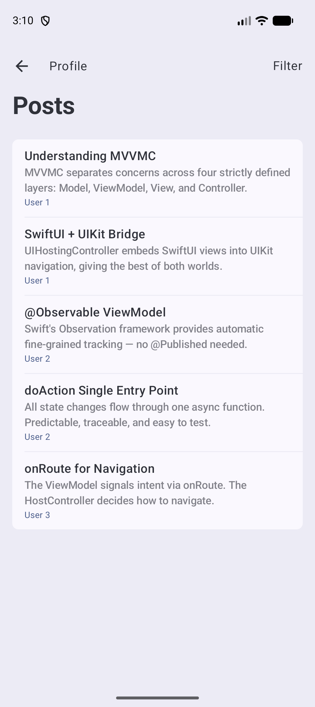 PostList on Android