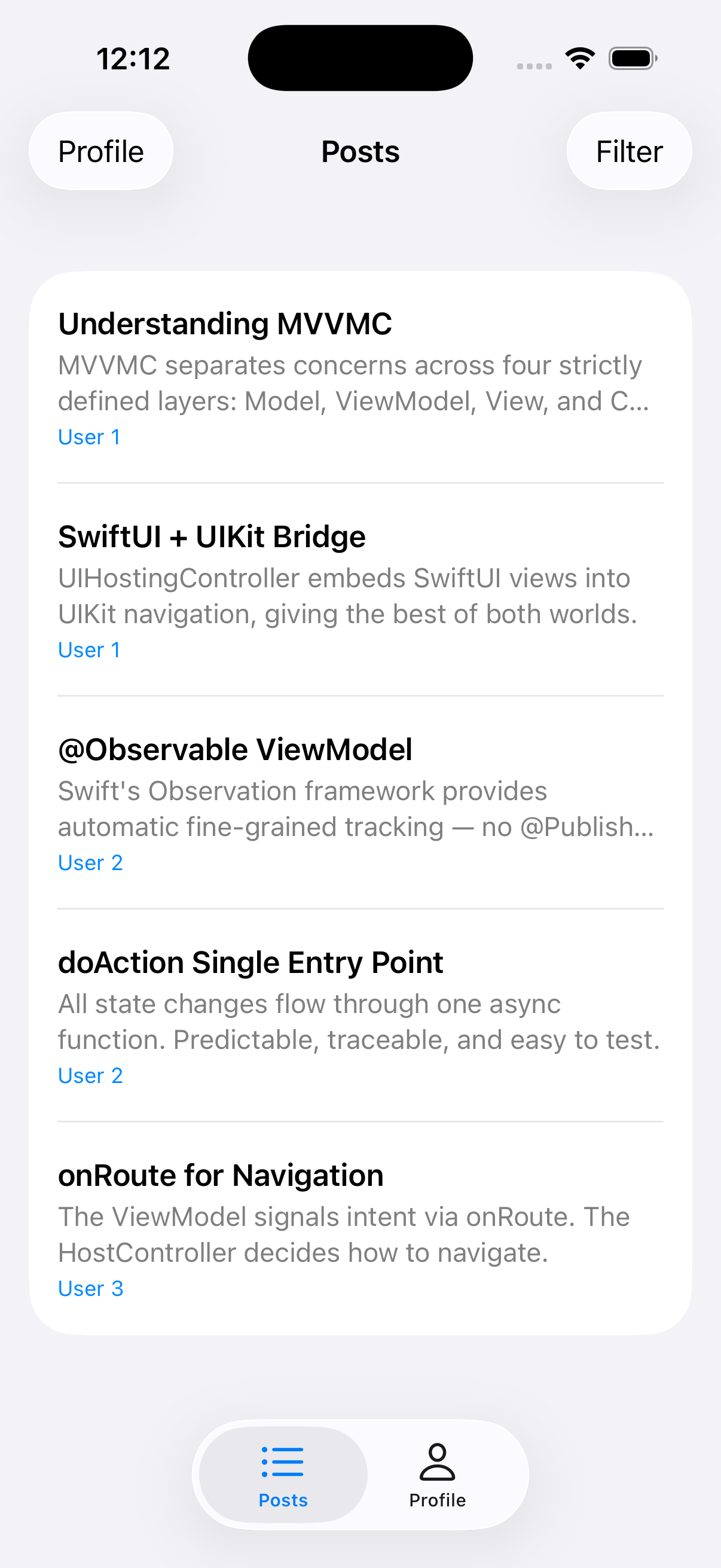 iOS PostList